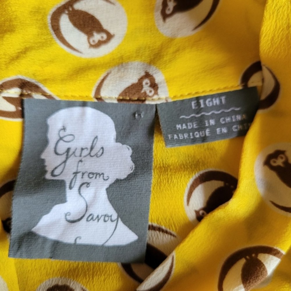 Anthro Girls From Savoy Lemon Liftoff owl print blouse size 8 - Picture 11 of 15